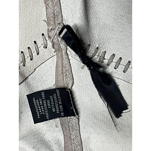 Bebe Jacket Womens Small Pink Genuine Leather Scallop Boho Y2K Tie Front 90s - Picture 13 of 16